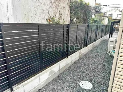 アルミ形材 フェンス LIXIL AB YS3型 横スリット3 目隠し ブロック塀 （化粧ブロック） 太陽エコブロックス 普通CB 