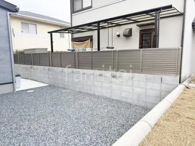 アルミ形材 フェンス LIXIL AB YL3型 横ルーバー3 目隠し ブロック塀 （化粧ブロック） 太陽エコブロックス 普通CB 