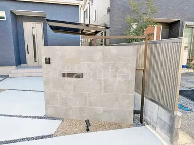 モダン門柱 壁タイル貼り タカショー セラレバンテ 郵便受けポスト YKKAP エクステリアポストG3型