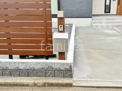 機能門柱 照明あり  LIXIL 木製調FW パターン2 