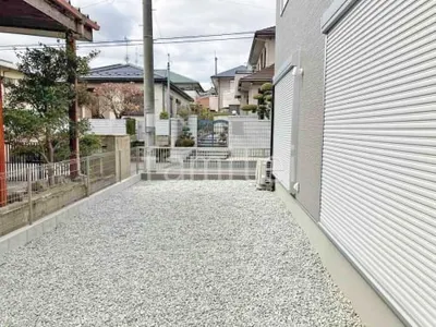 防犯砂利敷き バラス砕石 防草シート加工