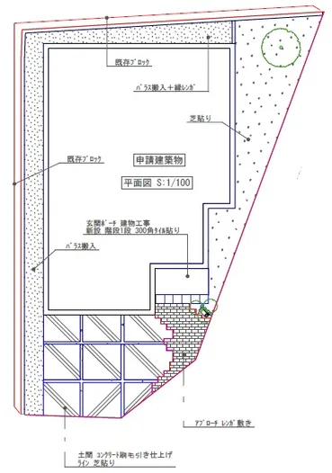 平面図　表札ポスト照明支給