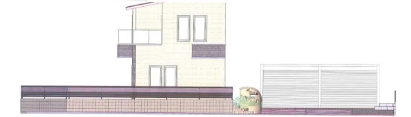 立面図　既存ガレージあり