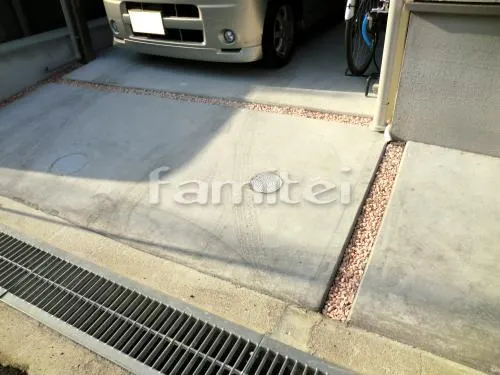 車庫コンクリート 目地デザイン バラス砕石