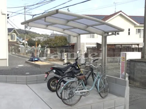 自転車バイク屋根 YKKAP レイナポートグランミニ 駐輪場屋根 サイクルポート R型アール屋根 土間コンクリート