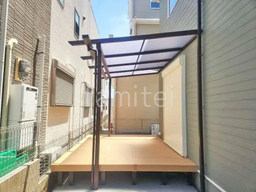 １階テラス屋根 （雨除け） YKKAP フル木製調 サザンテラス パーゴラタイプ フラット屋根 スタンダード 壁付