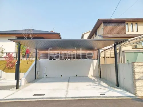 カーポート２台(ワイド) ツイン 三協アルミ FII 横2・3台用 フラット屋根 吊り下げ屋根