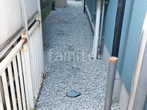 犬走り 防犯砂利敷き バラス砕石 防草シート加工