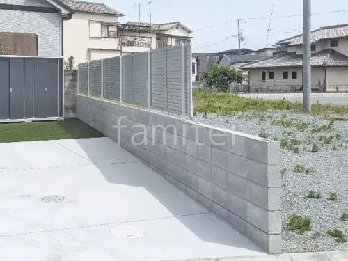 アルミ形材 フェンス LIXIL AB YL3型 横ルーバー3 目隠し ブロック塀 （化粧ブロック） 太陽エコブロックス 普通CB 