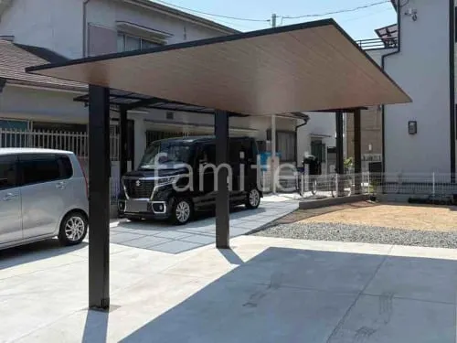 カーポート１台 （単棟） LIXIL 木製調 カーポートSC フラット屋根 吊り下げ屋根
