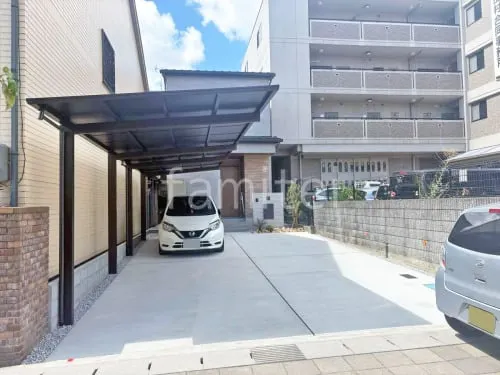 カーポート YKKAP エフルージュFIRST 縦2台用(縦連棟) F型フラット屋根 駐車場ガレージ床 土間コンクリート