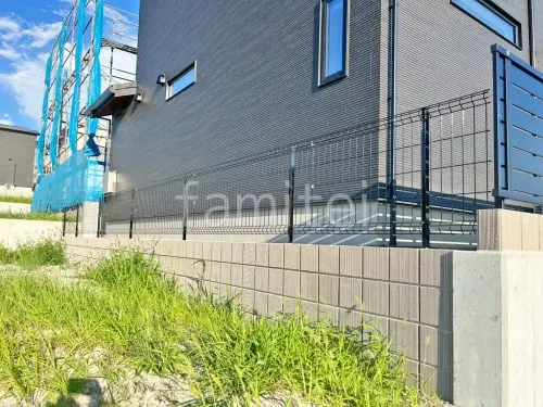 ブロック塀 （化粧ブロック） ユニソン リゲル  スチールメッシュ フェンス YKKAP イーネット3F型 スチール柱 境界・メッシュ