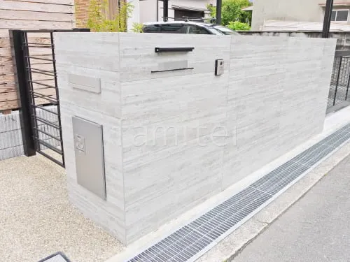 土間コンクリート 洗い出し仕上げ 金華 ピンコロ石の外構施工例