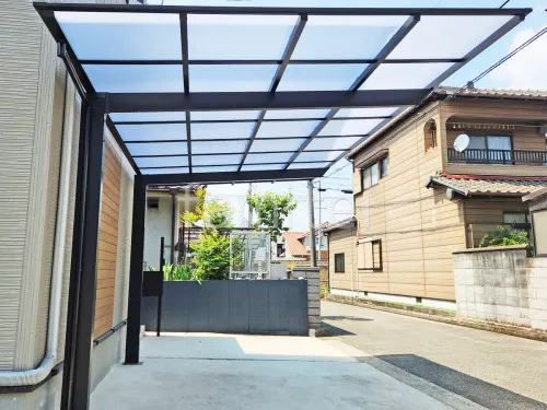 カーポート1台 （単棟） LIXIL ネスカF フラット屋根の外構