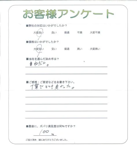 手書きアンケート