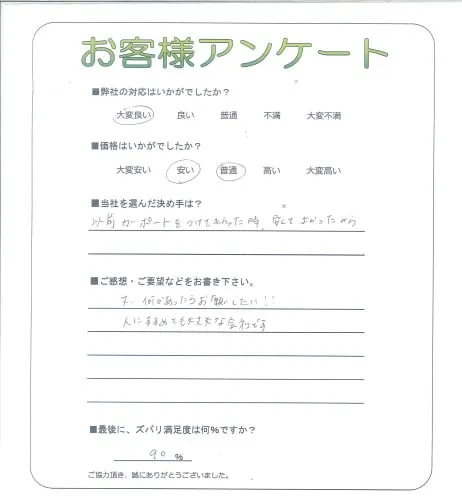 手書きアンケート