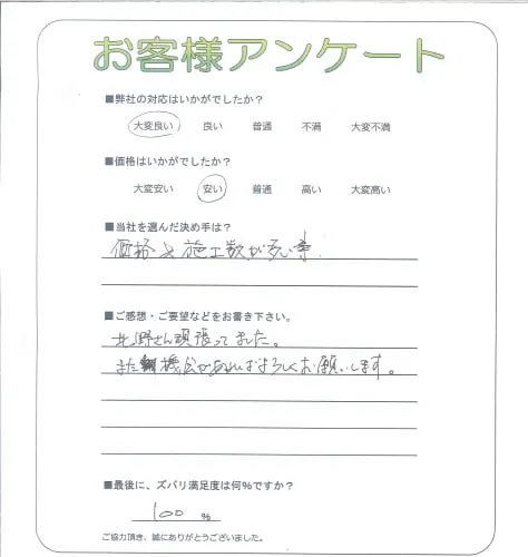 手書きアンケート