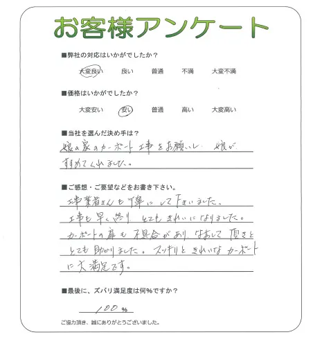 手書きアンケート
