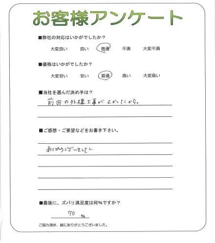 手書きアンケート