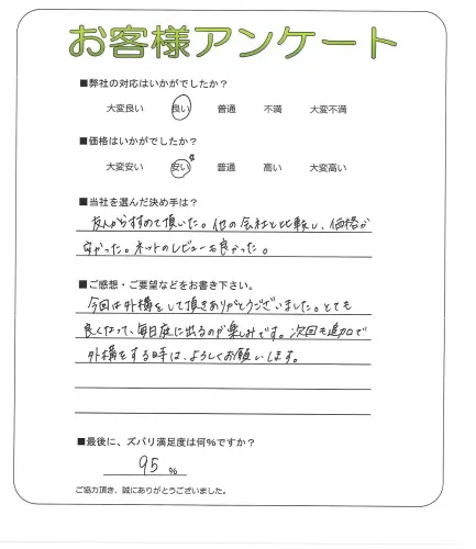 手書きアンケート