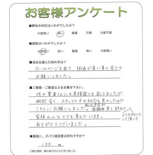手書きアンケート