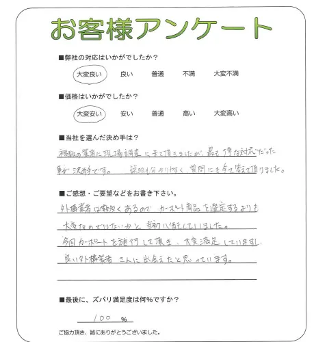 手書きアンケート