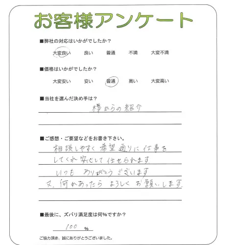 手書きアンケート