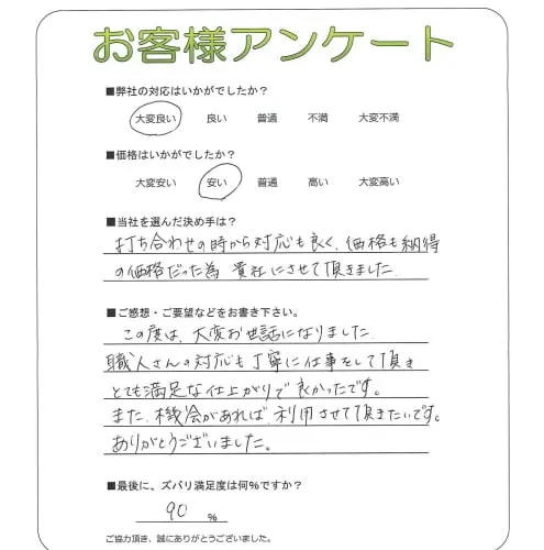 手書きアンケート
