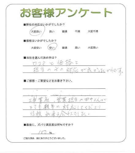 手書きアンケート