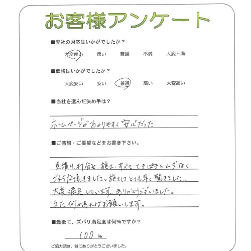 手書きアンケート