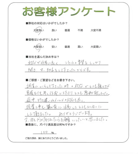 手書きアンケート
