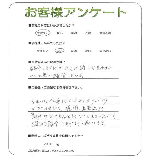 手書きアンケート