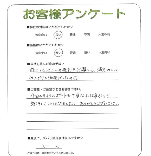 手書きアンケート