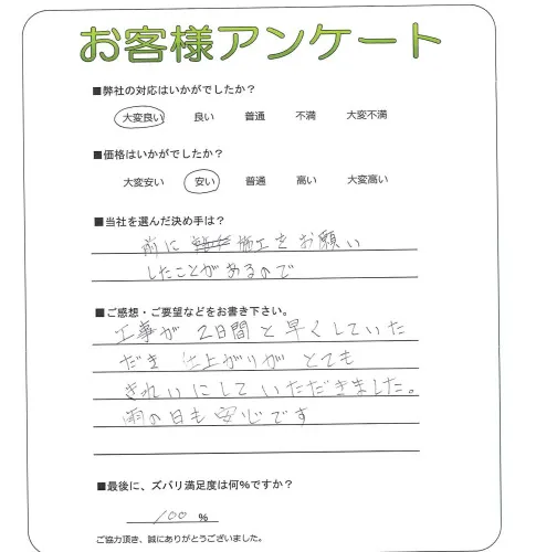 手書きアンケート