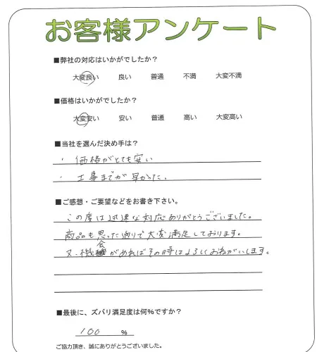 手書きアンケート