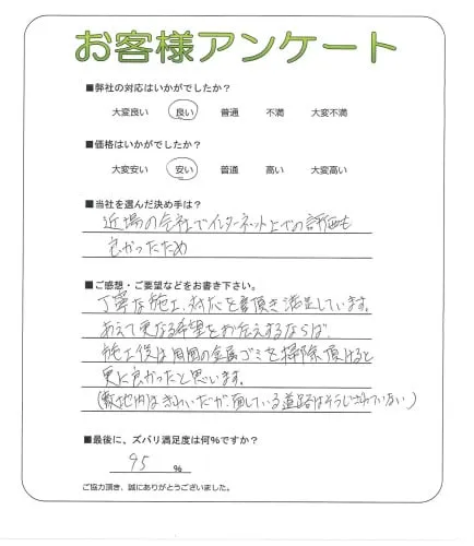 手書きアンケート