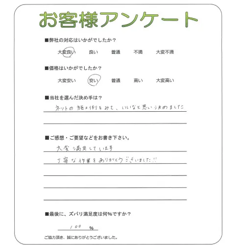 手書きアンケート
