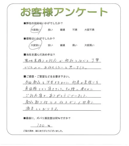 手書きアンケート