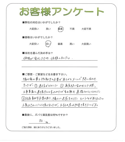 手書きアンケート