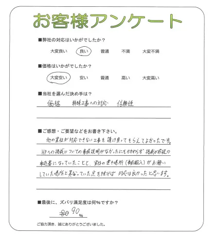 手書きアンケート
