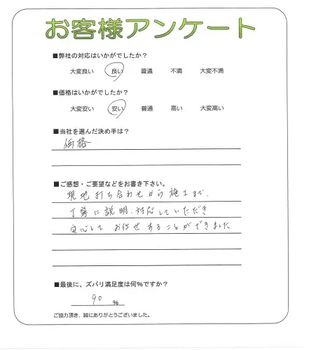 手書きアンケート