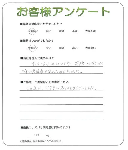 手書きアンケート