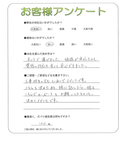 手書きアンケート