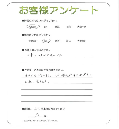 手書きアンケート