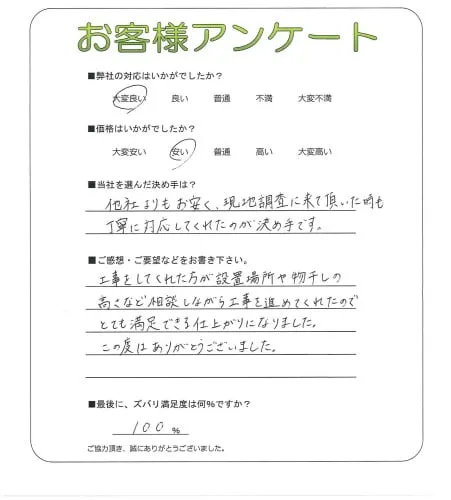 手書きアンケート