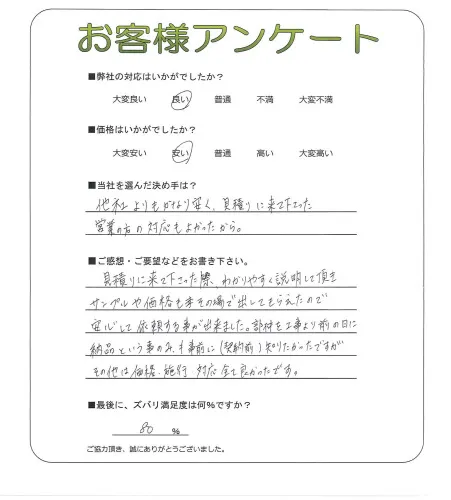 手書きアンケート
