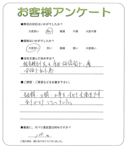 手書きアンケート
