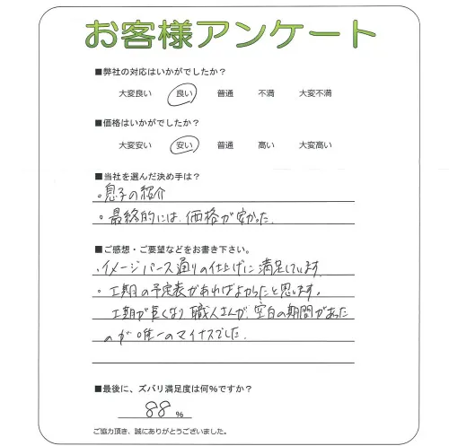 手書きアンケート
