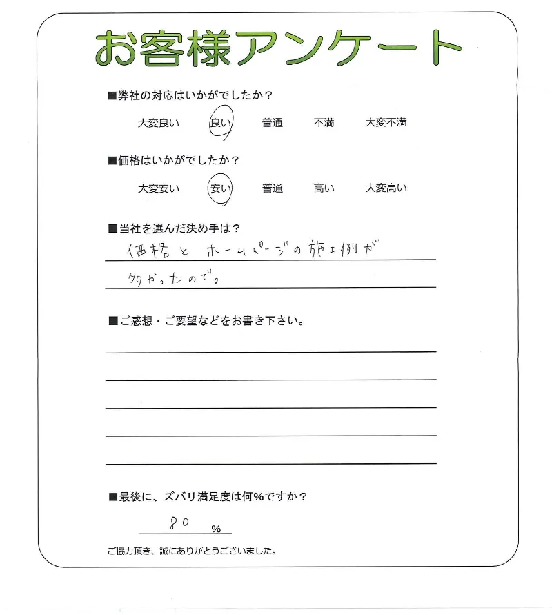 手書きアンケート