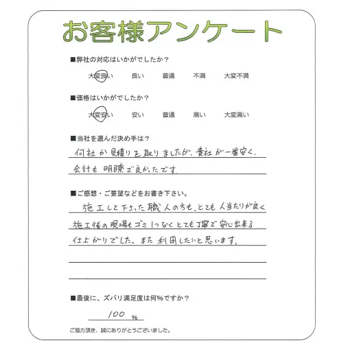手書きアンケート